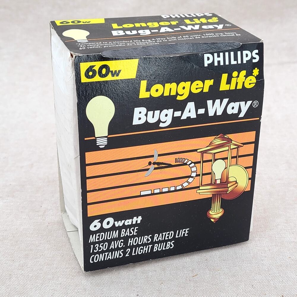 Philips Longer Life Bug-A-Way 60W Yellow Light Bulbs - 2-Pack - 1350 Avg. Hours